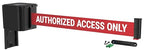 WM412 Retractable Belt Wall Mounted Smooth Black Crowd Control Barrier and Receiving End, 20' Authorized Access Only Belt