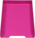 JAM PAPER Stackable Paper Trays - Pink - Desktop Document, Letter, & File Organizer Tray - 2/Pack
