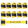 DuraSteel Wall Mount Retractable Belt Barrier - 6.5 Ft Yellow “Do Not Enter” Belt in Black & Yellow Case - Guardian 2.0 Indoor/Outdoor Caution Tape - Crowd Control Queue Barrier, Line Divider, 10 Pcs