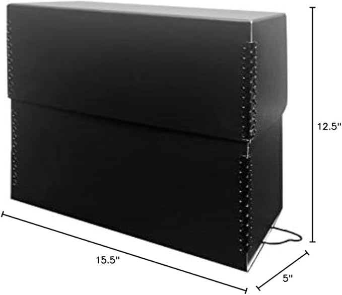 Lineco Archival Document Storage Box with Metal Edge, Acid-Free Gray Boxboard, Organize and Store Files, Prints, Photos, Jumbo-Sized Case 15.5" x 12.5" x 5" Wide