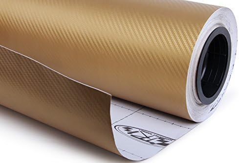 F & B LED LIGHTS Golden 3D Carbon Fiber Film Twill Weave Vinyl Sheet Roll Wrap (96" X 60", Golden)