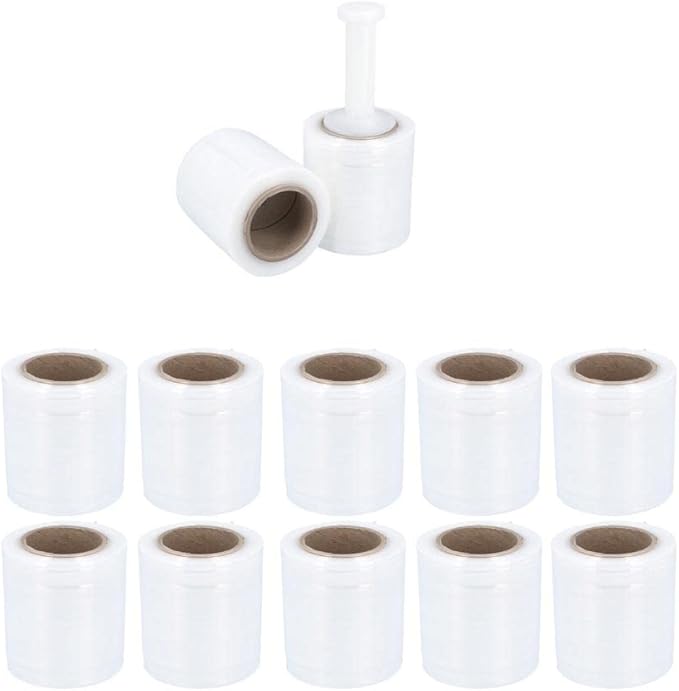 PSBM 480 Rolls 4 Inch x 700 Feet 120 Gauge Mini Stretch Film/Wrap with Plastic Handle, Heavy Duty Industrial Strength Clear Shrink Plastic Wrap for Moving, Packing, Shipping, Bundling & Storage