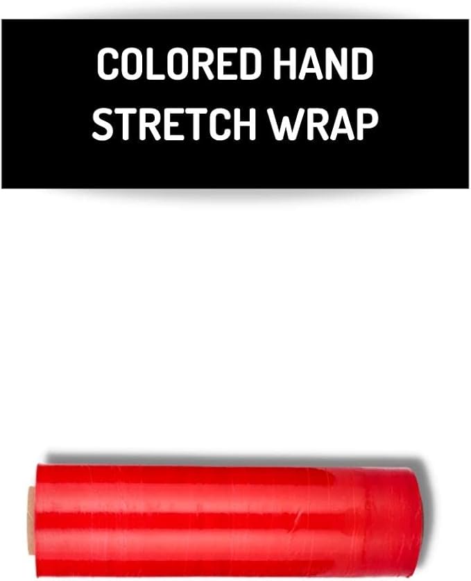 PSBM Red Stretch Wrap, 1 Pack, 15 Inch x 1500 Feet, 80 Gauge, Plastic Cling Dark Color Hand Stretch Film Rolls for Packaging Moving Packing Pallets