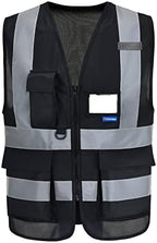 Black safety vests reflective