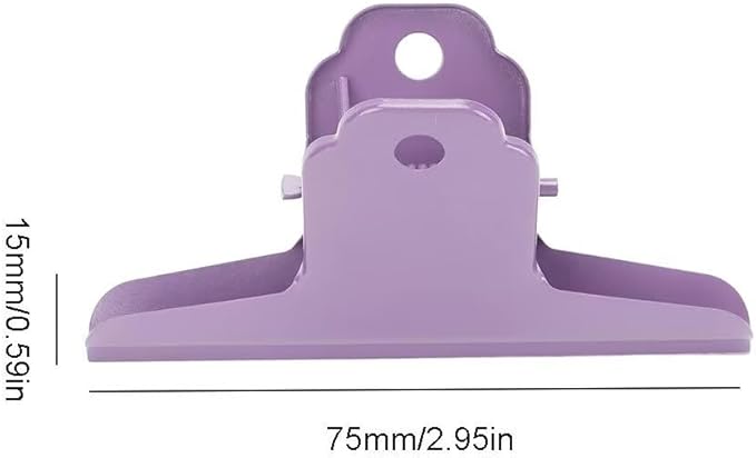 2PCS Extra Large Binder Clips Metal Bulldog Clips Large Paper Clamps Holder Chip Clips for Home School Office Drawing Bag Purple 3inch