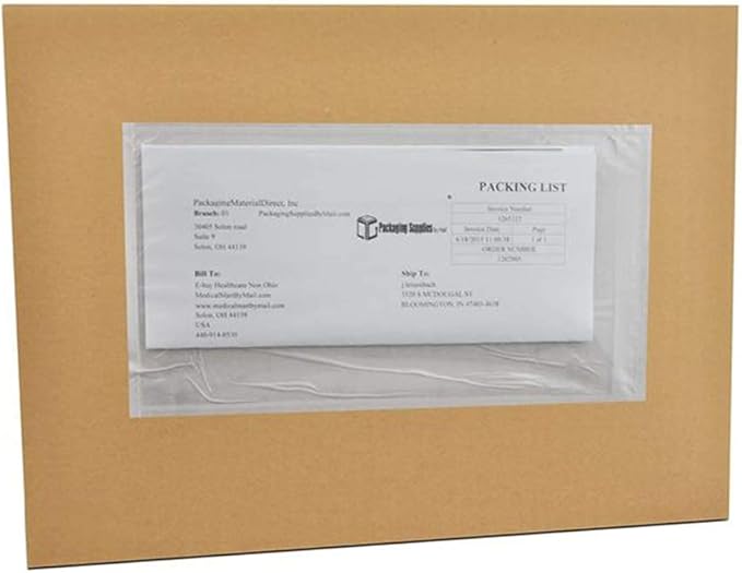 APQ Pack of 1000 Clear Packing List Envelopes 5.5 x 10. Plain Face Shipping mailers 5 1/2 x 10. Self-Sealing envelopes for documents, invoices, Warranty Information. USPS, UPS, FedEx Approved.