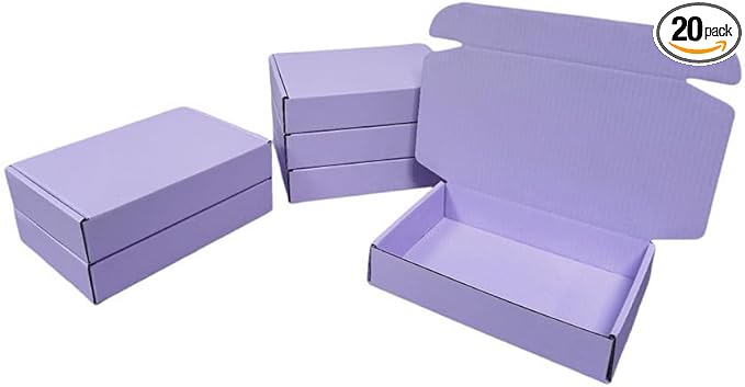 20 Pcs 14.5 x 10.6 x 2.8 inches Corrugated Cardboard Gift Boxes Recyclable Shipping Boxes for Packing Jewelry Ornament Gift Craft Packaging Supplier (Lavender, 14.5 x 10.6 x 2.8")