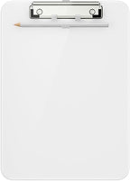 Hongri Plastic Clipboard with Pen Holder, White 8.5x11 Letter Size Clip Board for Classroom, Office, Students, Nurses and Women, Low Profile Clip, Size 12.5 x 9 in(Pack of 6)