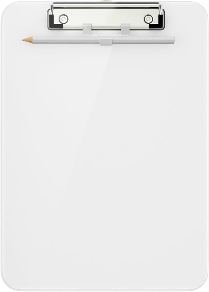 Hongri Plastic Clipboard, White 8.5x11" Clipboard, A4 Letter Size Clipboards for Nurses, Students, Office and Women, Clipboard with Pen Holder and Low Profile Clip, Size 12.5 x 9 Inch(White)