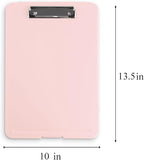 Clipboard with Storage Slim Folding for Nursing, Teachers, Coaches & Office, Plastic Heavy Duty with Pen Holder (9.5” x 13.5”) (Light Pink)