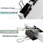 Ufmarine Extra Large Binder Clips 2.4 Inch Length, Jumbo Binder Clips for Office (12 Pcs)