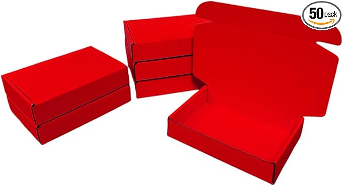 50 Pcs 11.8 x 8.5 x 2 inches Large Size Corrugated Cardboard Gift Boxes Recyclable Shipping Boxes for Packing Jewelry Ornament Gift Craft Packaging Supplier (Red, 11.8 x 8.5 x 2")