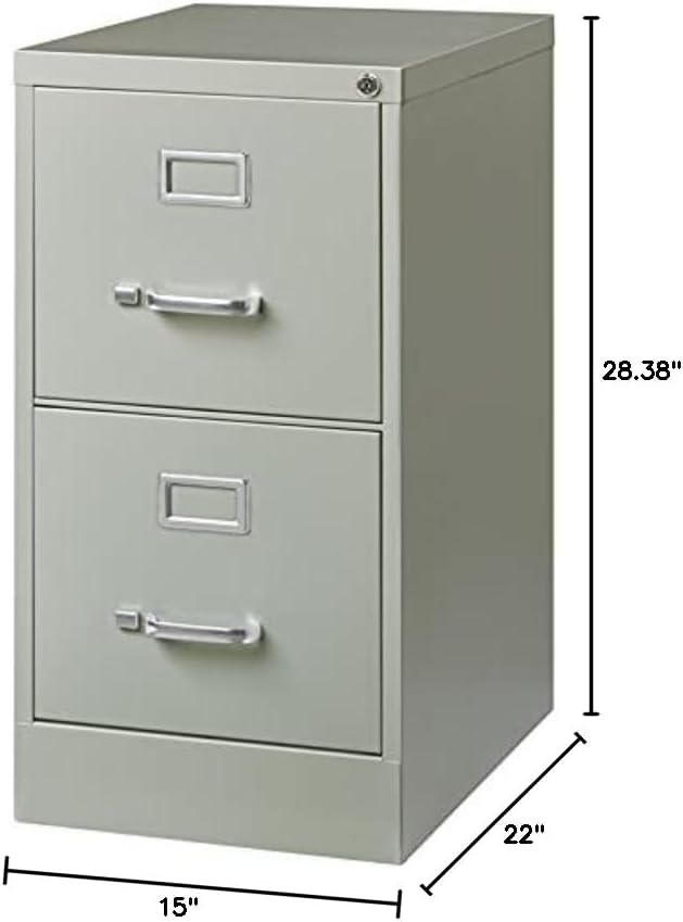 Pemberly Row 22" 2-Drawer Metal Letter Width Vertical Filing Cabinet in Light Gray