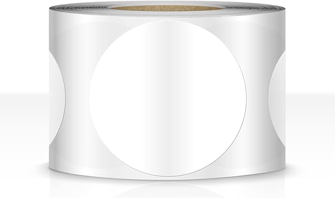 500 PCS Dot Sticker Tape 2" Inch Round Color Coding Labels Removable Writable Circle Floor Decal for Marking Organizing Social Distancing White