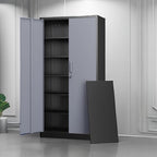 Letaya Metal Storage Cabinets with Lock Door and 5 Adjustable Shelves, Steel Garage Tool Organization Cabinets for Home,Utility Room, Warehouse,Lockers(71"-Black Gray)