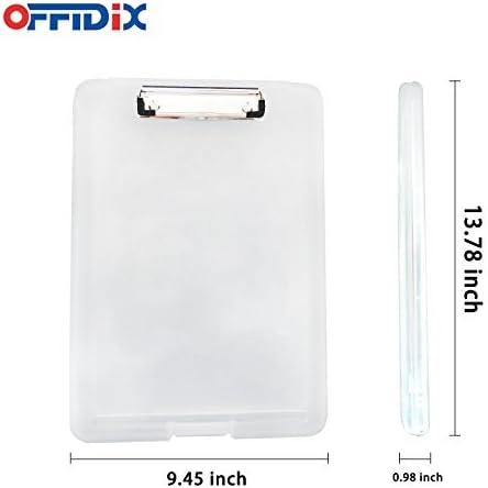 OFFIDIX Clipboard Storage Box Transparent Plastic Paper Clipboard Paper Holder Storage Clip Board Ideal for School, Home and Office Use