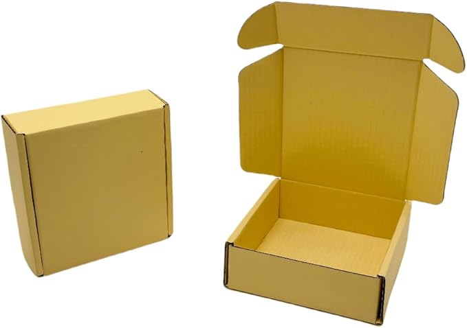 15 Pcs Corrugated Cardboard Gift Boxes Recyclable Shipping Boxes for Mailing & Holidays, Wedding, Birthday, Gifts Packaging (Butter Yellow, 6 x 6 x 2")