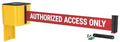 WM412 Retractable Belt Wall Mounted Yellow Crowd Control Barrier and Receiving End, 20' Authorized Access Only Belt