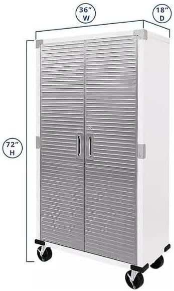 Heavy Duty Storage Solid Stainless Steel Cabinet with Lockable, Adjustable Shelf, Metal Garage Organizer (White, 36" W x 18" D x 72" H)