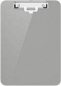 Hongri Plastic Clipboard with Pen Holder, Gray 8.5x11 Letter Size Clip Board for Classroom, Office, Students, Nurses and Women, Low Profile Clip, Size 12.5 x 9 in