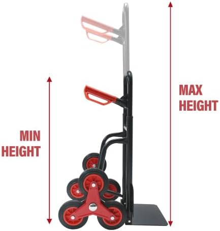【LuckyNote】 Folding Stair Climbing Dolly, 330 Lb Capacity Manual Truck Heavy-Duty Stair Climbing Hand Truck Trolley with Telescoping Handle and 6 Wheels,17.2x17.3x48.2 inches