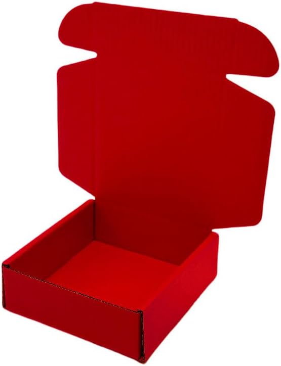 50 Pcs 6.3 x 6 x 1.6 inches Shipping Boxes for Small Business Cardboard Corrugated Mailer Boxes for Shipping Packaging Holidays Craft Gifts Giving Products (Red, 6.3 x 6 x 1.6")