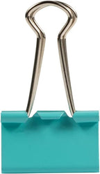JAM PAPER Colorful Binder Clips - Medium - 1 1/4 Inch (32 mm) - Teal Binderclips - 15/Pack