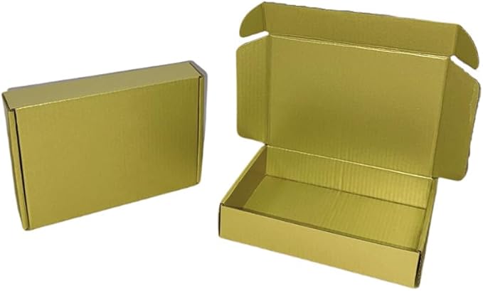 20 Pcs 14.2 x 9.4 x 3.2 inches Shipping Boxes for Small Business Cardboard Corrugated Mailer Boxes for Shipping Packaging Holidays Craft Gifts Giving Products (Gold, 14.2 x 9.4 x 3.2")