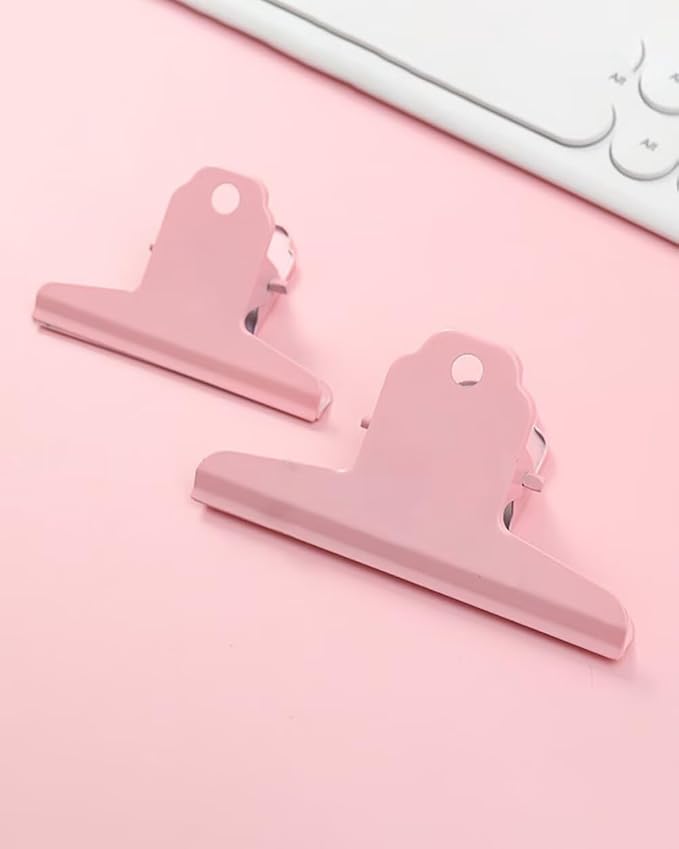 2PCS Extra Large Binder Clips Metal Bulldog Clips Large Paper Clamps Holder Chip Clips for Home School Office Drawing Bag Pink 3inch
