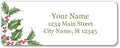 Personalized Return Address Labels - Christmas Holly Flowers - 60-120 Custom Self-Adhesive Stickers