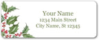 Personalized Return Address Labels - Christmas Holly Flowers - 60-120 Custom Self-Adhesive Stickers