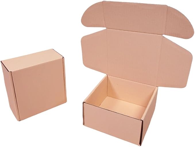 10 Pcs 9.8 x 9.8 x 4 inches Large Size Corrugated Cardboard Gift Boxes Recyclable Shipping Boxes for Mailing & Holidays, Wedding, Birthday, Gifts Packaging (Powder Pink, 9.8 x 9.8 x 4")