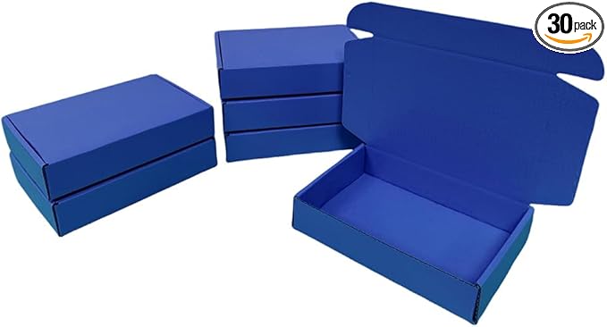 30 Pcs 9.8 x 7.9 x 2.8 inches Shipping Boxes for Small Business Cardboard Corrugated Mailer Boxes for Shipping Packaging Holidays Craft Gifts Giving Products (Industrial Blue, 9.8 x 7.9 x 2.8")