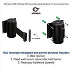 Crowd Control Warehouse - CCW Series WMB-120 Fixed Wall Mount Retractable Belt Barrier - 11 Foot, Black & Orange Diagonal Stripes Belt with Stainless Steel Case