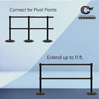 CCW Series WBB-200D - Set of 2 Retractable Dual Belt Stanchion Safety Barrier, Heavy-Duty Rubber Base Yellow Post (9 Foot Belt, Light Brown Belt)