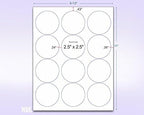 NextDayLabels 2.5 Inch Round Stickers - Matte White Blank Laser/Inkjet Printer Labels - Circle Stickers (500 Sheets, 6000 Labels)