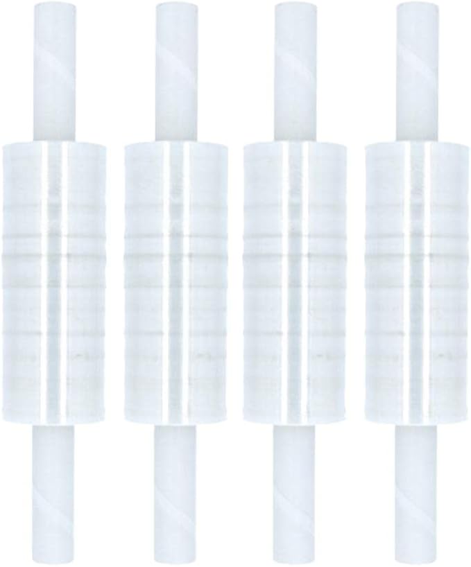 PSBM Stretch Wrap with Handles, 4 Pack, 15 Inch x 1000 Feet, 90 Gauge, Clear Plastic Cling with Extended Core Handles Built in