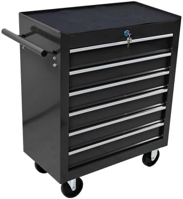 LuckyNote】Rolling Tool Chest, 6 Drawer Tool Box with Wheels, Heavy Duty Industrial Service Cart Storage Organizer with Locking System, Rolling Tool Box Organizer Tool Case for Garage, Repair Shop