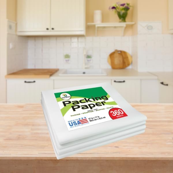 Tree House Packing Paper for Moving – 360 Newsprint Packing Paper Sheets – 27” x 17” Paper for Packing Dishes, Shipping, and Moving Supplies – Recyclable Movers’ Paper – Made in USA