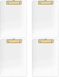 JIARI 4 Pack Clear Acrylic Office Clipboard A4 Letter Size 8.6" x 12.2" (Gold 4 Pack)