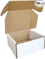100 Pack 4x4x2'' Small Shipping Boxes, Corrugated Cardboard Mailers for Business, White (CM442-100)