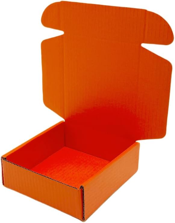 15 Pcs 4.7 x 4.7 x 1.6 Inches Mini Size Corrugated Cardboard Gift Boxes Recyclable Shipping Boxes for Packing Jewelry Ornament Gift Craft Packaging Supplier (Orange Red, 4.7 x 4.7 x 1.6")