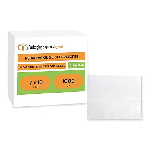 7"x 10" Clear Enclosed Packing Envelope Plain Face Usable Dim 6.5" x 9.5" Front- Clear, Back- White (1000 Pack)