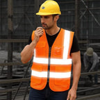 Reflective Safety Vest for Men Women 6 Pockets High Visibility Construction Work Vest, Class 2, Meets ANSI Standards
