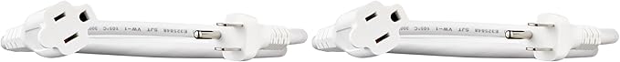Amazon Basics Extension Cord, 13 Amps, 125V, 3 Foot, White - Pack of 2