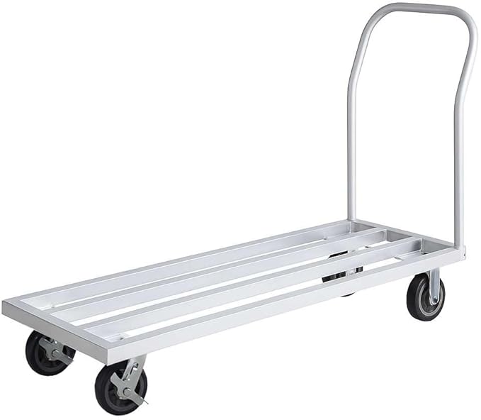 20" x 60" Mobile Aluminum Dunnage Rack - 1600 lb. Capacity, Heavy-Duty Rolling Storage Platform with Handle and Casters, NSF Certified Aluminum Rack for Kitchen, Warehouse, Food Storage
