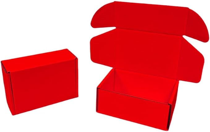 50 Pcs 4.3 x 3.1 x 2 inches Mini Size Corrugated Cardboard Gift Boxes Recyclable Shipping Boxes for Packing Jewelry Ornament Gift Craft Packaging Supplier (Red, 4.3 x 3.1 x 2")