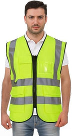 Reflective Safety Vest for Men Women 6 Pockets High Visibility Construction Work Vest, Class 2, Meets ANSI Standards