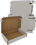 50 Pack 6x4x1'' Small Shipping Boxes, White Corrugated Cardboard Literature Mailers, Mailing Packaging Supplies for Small Business (W641-50)
