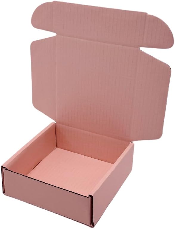 15 Pcs 6 x 6 x 2 inches Corrugated Cardboard Gift Boxes Recyclable Shipping Boxes for Mailing & Holidays, Wedding, Birthday, Gifts Packaging (Powder Pink, 6 x 6 x 2")